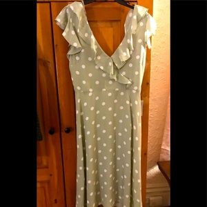 Light Green Polka Dot Midi Dress for Spring/Summer